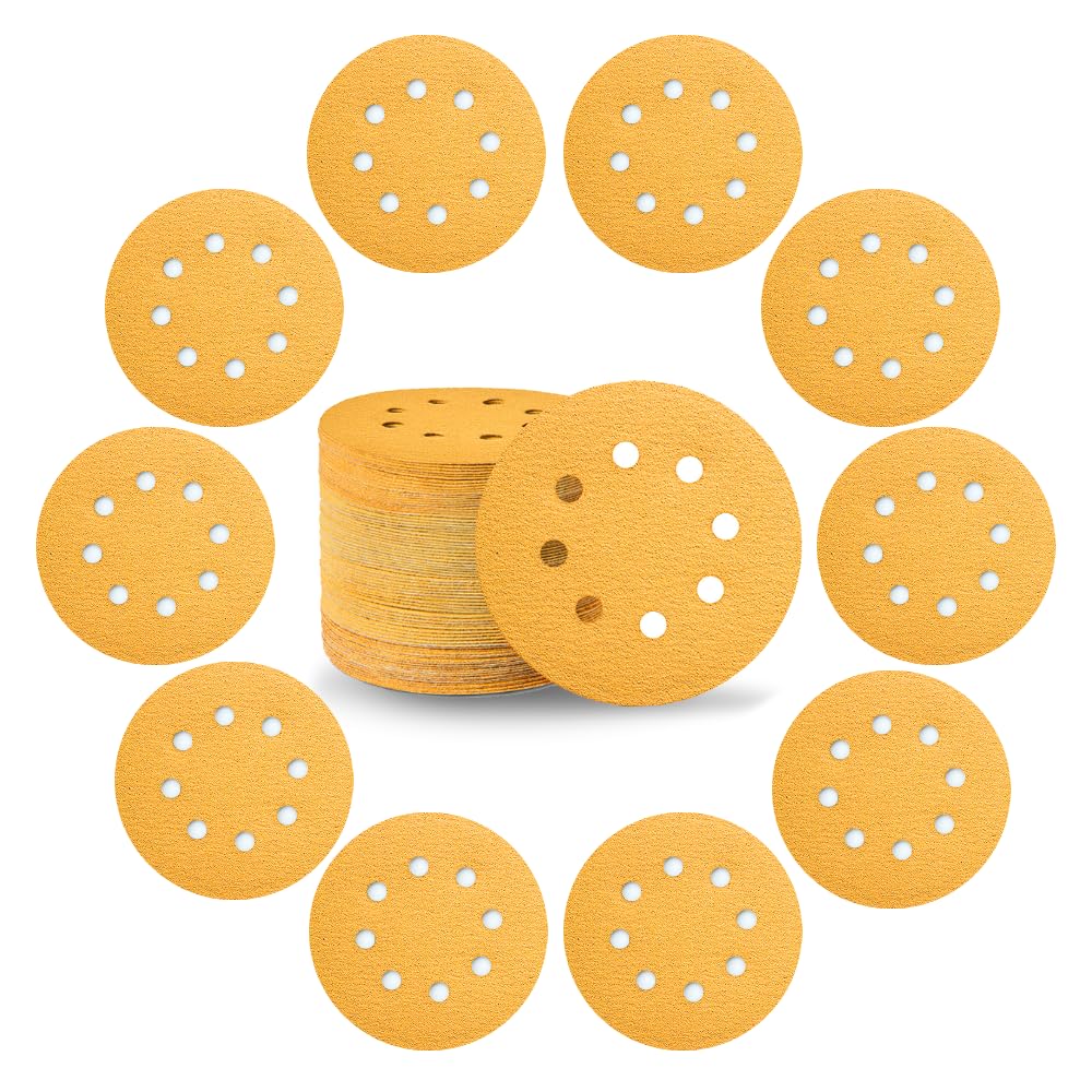 220 Grit 5 Inch Sanding Discs 70-Piece 5 Inch Sanding Discs - 8 Hole ...