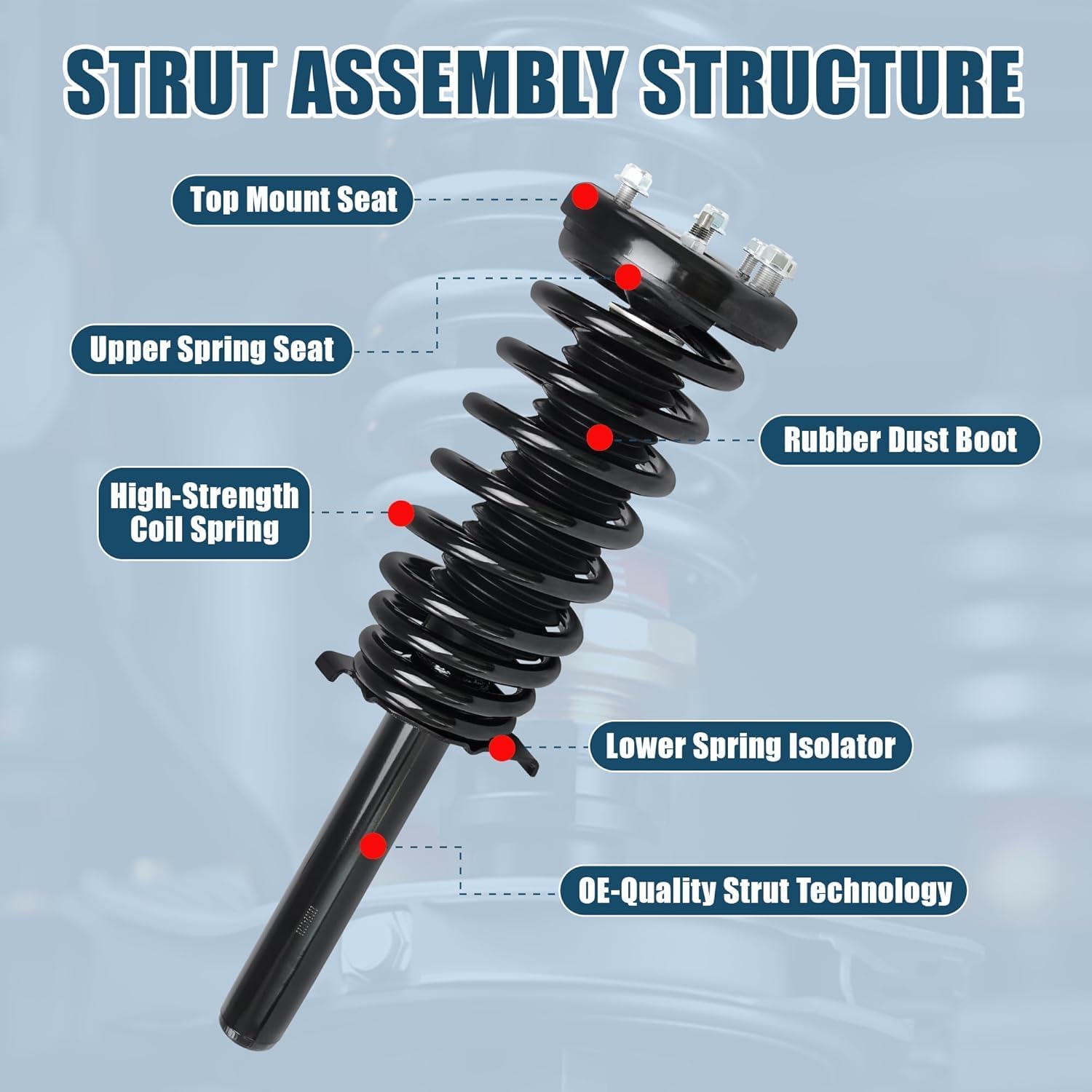 Vextone Front and Rear Shock Absorbers Struts - Fit for Honda Odyssey 1999 2000 2001 2002 2003 2004 - Left and Right Shocks Replace 171597 171598 37218 (4PCS)