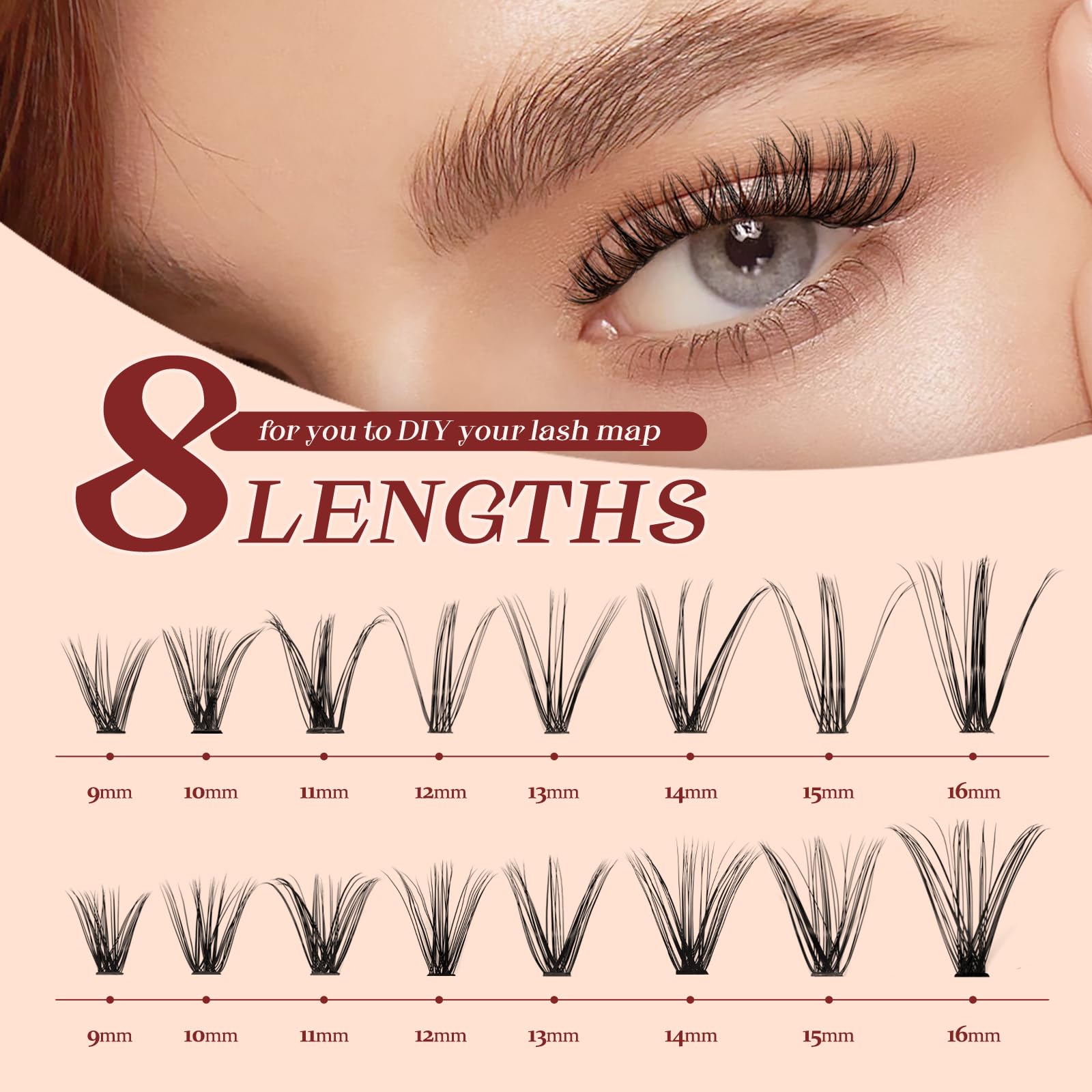 Higu clace 320PCS Lash Clusters D Curl 30D+40D 0.07mm 9-16mm DIY Individual Lashes Cluster Wispy Lash Clusters Matte Black Natural Look DIY Eyelashes at Home (30D+40D-0.07D-9-16MIX) - Image 4