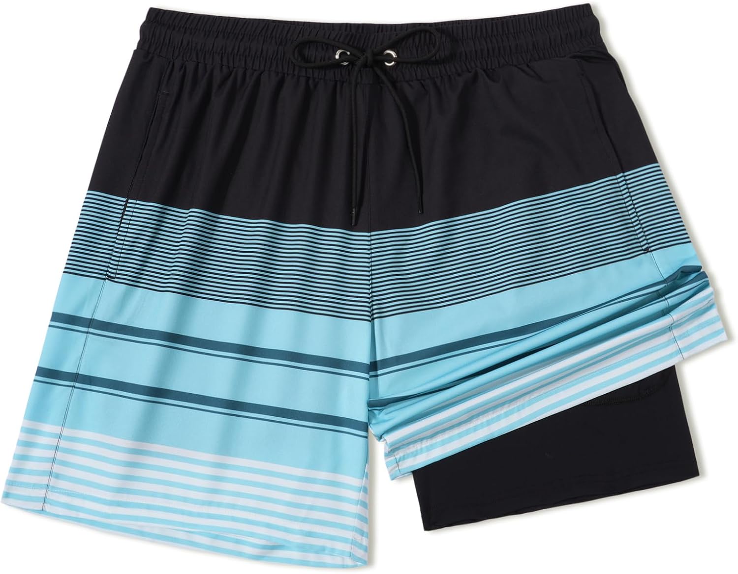 COOFANDY Men's 7" Swim Trunks with Compression Liner Stretch Swimming Shorts with Zipper Pockets