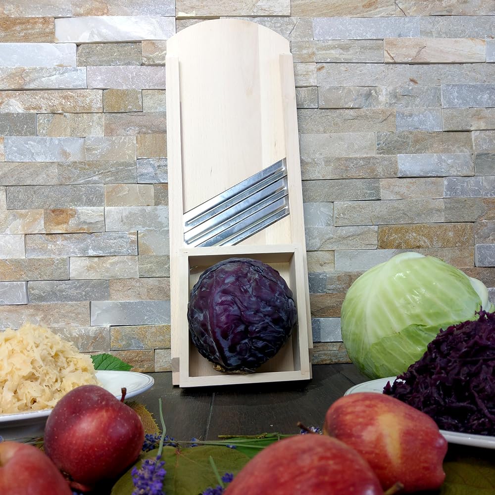 HOFMEISTER® Cortador de repollo, 55 cm, corte seguro de cabezas de repollo y verduras gracias al deslizador móvil, cortador de verduras para chucrut,col roja y ensalada de repollo,fabricado en la UE