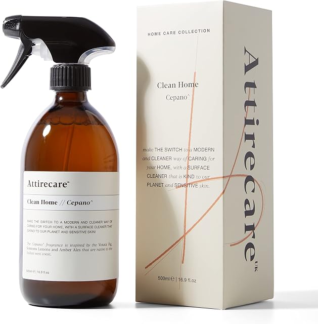 Attirecare Cleaning Spray - Bathroom Tile Cleaner & Kitchen Surface Spray - Multipurpose Household Mist for Glass, Window, Toilet, Floor, & Mirror - Plant Based Limescale Remover for All Surfaces