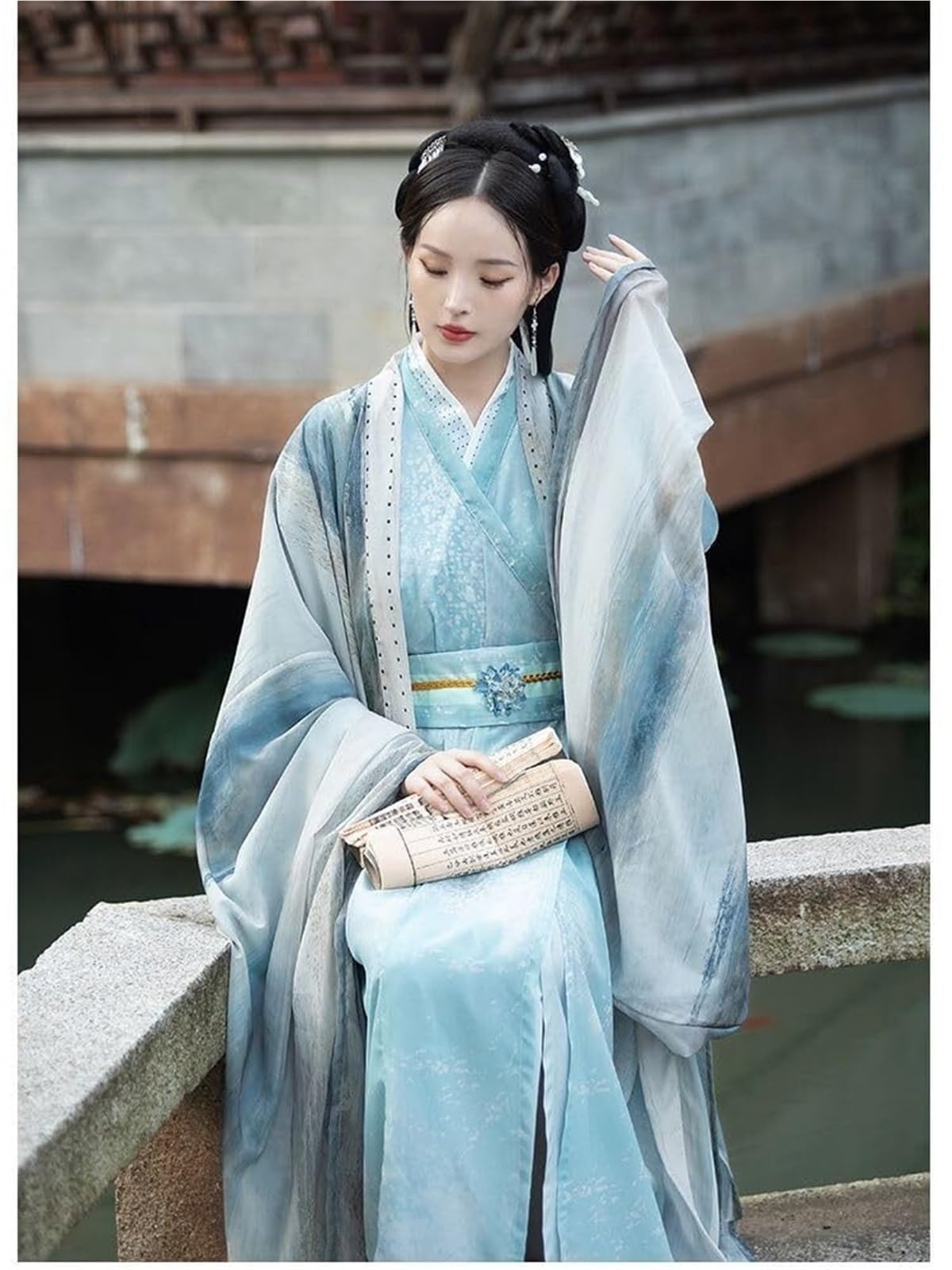 Chińska sukienka Hanfu dla kobiet, starożytny tradycyjny kostium cosplay, vintage, przyjęcie urodzinowe, jasnoniebieska sukienka Hanfu