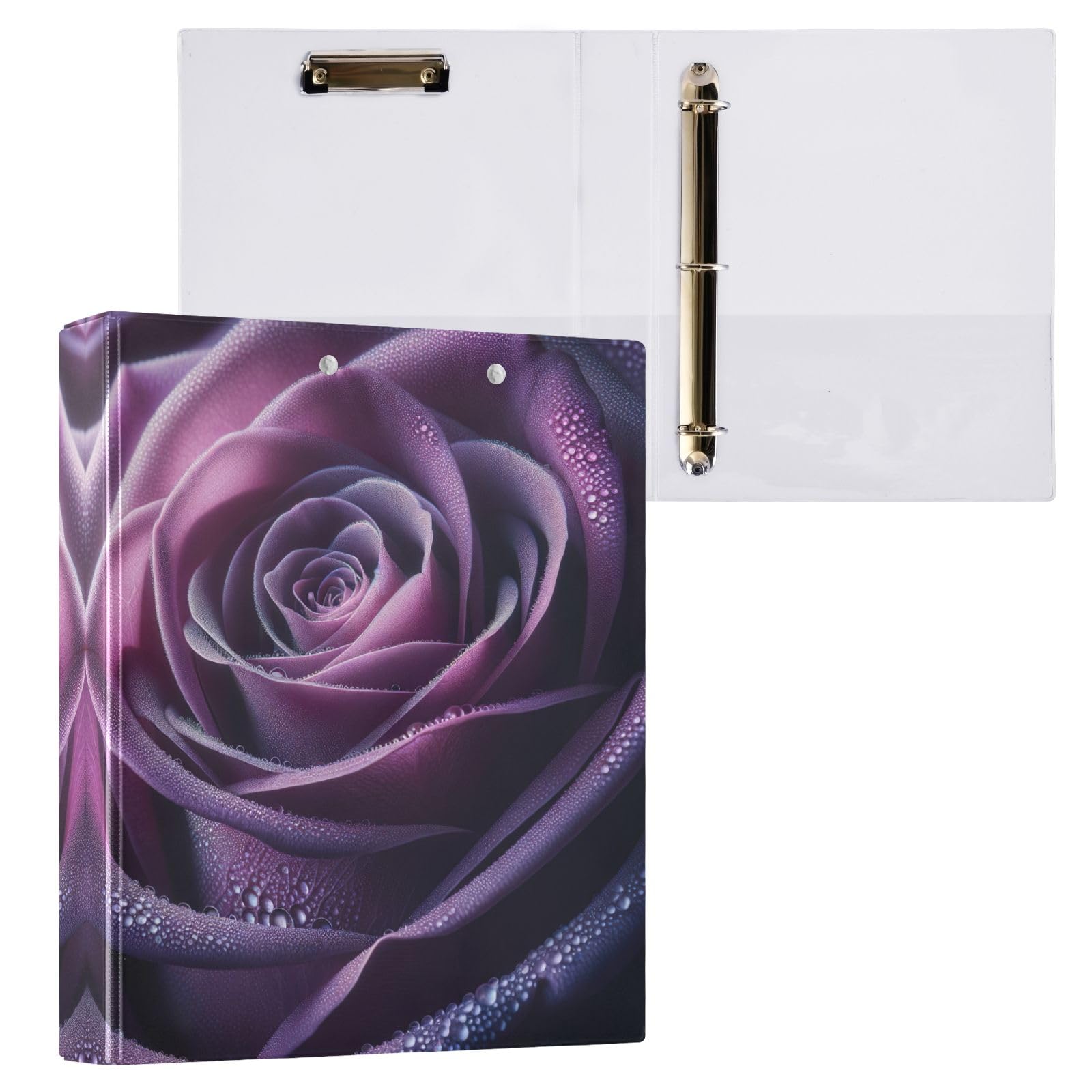 Simpatico raccoglitore a tre anelli da 3,8 cm, 3 anelli con clip in metallo antiscivolo, organizer di base, per scuola, ufficio, casa, rosa, viola, confezione da 2