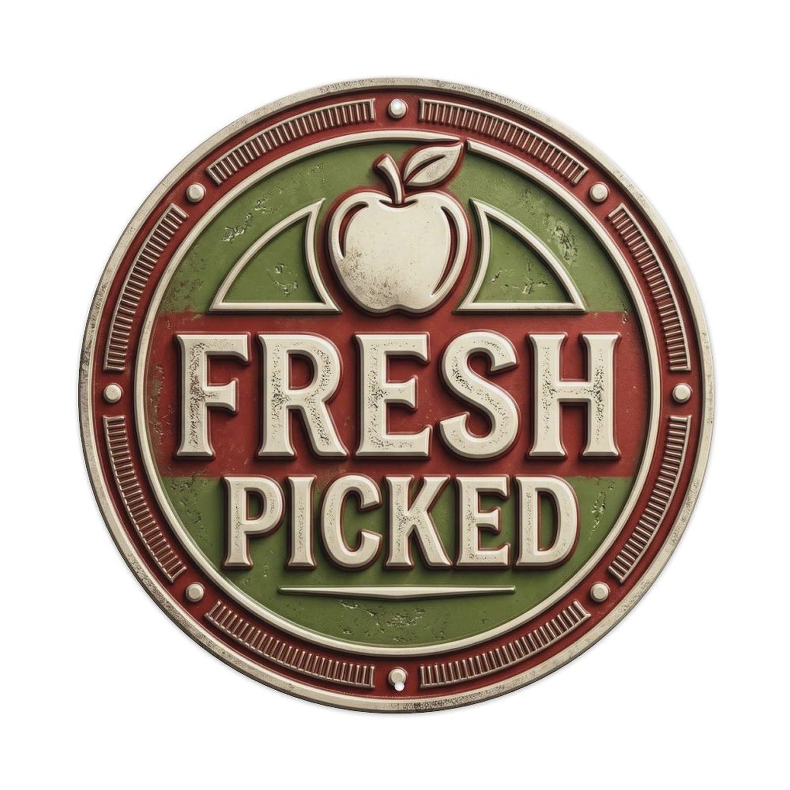 Cwbufd Vintage Style Fresh Picked Vintage Indoor Accessory Retro Slogans Vintage Metal Tin Sign Plaque Wall Decor For Cafe, Club Bar, Office, Garden Metal Poster 8X8inch