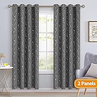 Vista 253 de BGment Room Darkening Curtains 95 Inches Long, Grommet Thermal Insulated Blackout Curtains with Wave Line and Dots Printed for Bedroom, 2 Panels