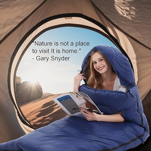 Miniatura 7 de OMVMO Saco de dormir de 0 a 20 grados F para adultos, saco de dormir de fibra de plumón de 4 estaciones para mochileros, campamento, relleno de