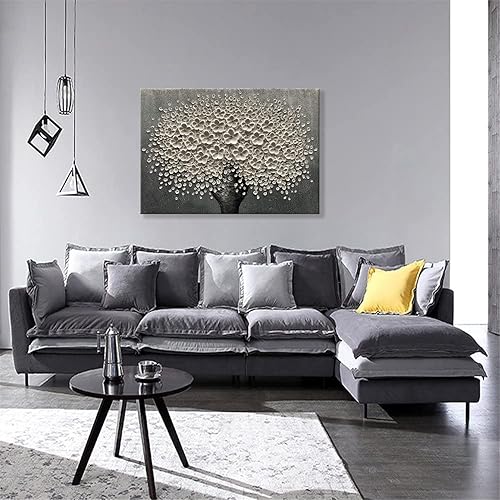 Miniatura 4 de Alenoss Pinturas al óleo florales sobre lienzo de 2840 pulgadas, lienzo moderno 3D, arte de pared, flores blancas, jarrones negros, decoraciones