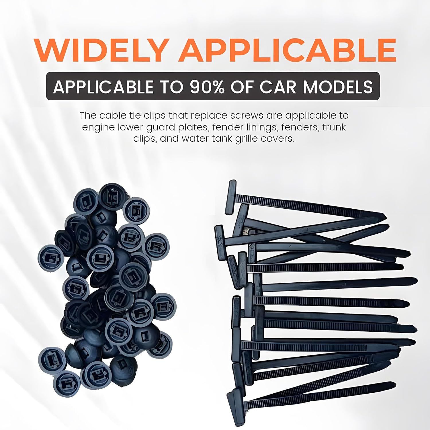 100PCS Nylon Universal Cable Tie Buckle - Heavy Duty Self-Locking Zip Ties Holder with Pin & Button Design, Plastic Cable Ties Tool Fasteners Car Body, UV Resistant Zipties for Car Daily Auto Fixing