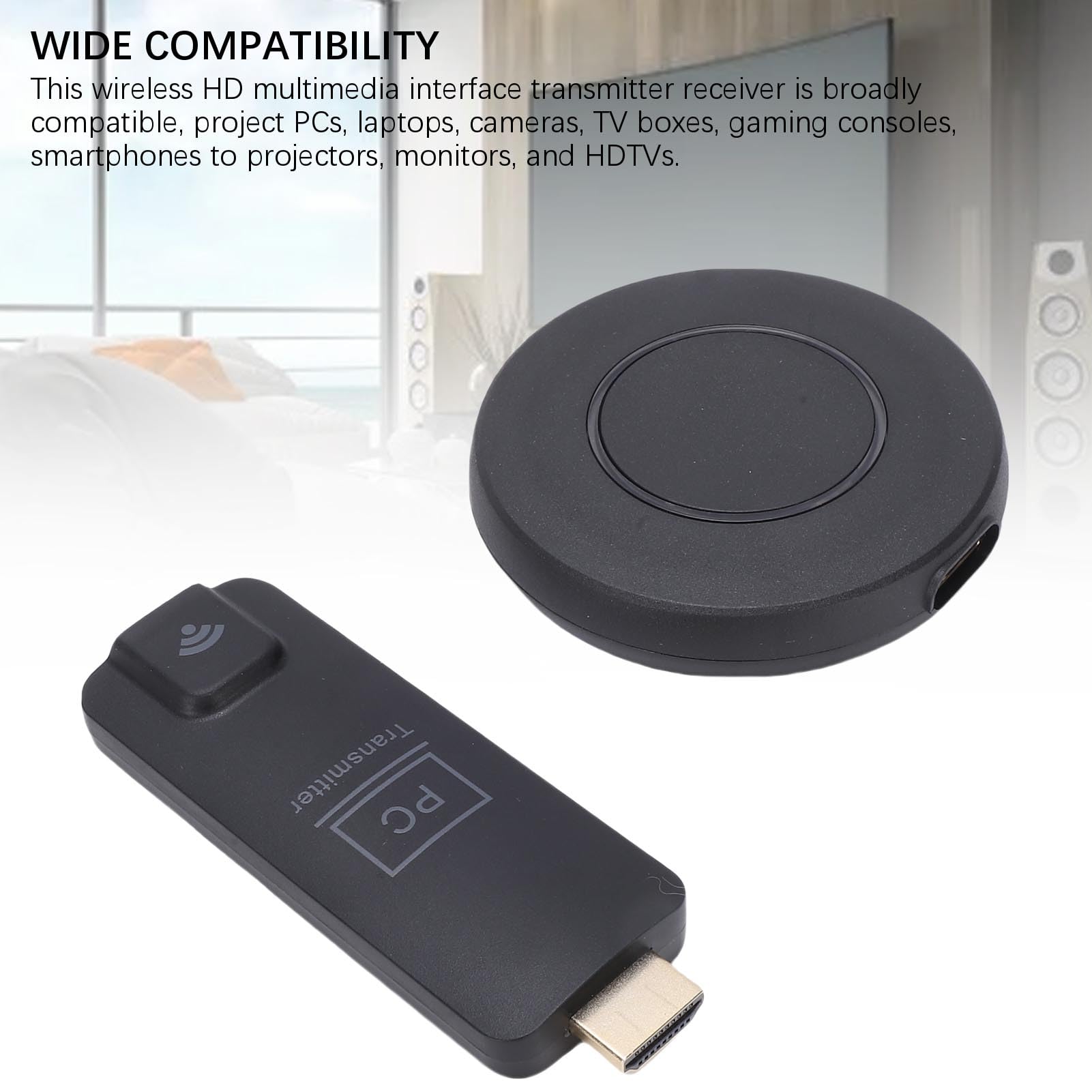 Bewinner Wireless HD Multimedia Interface Extender Zestaw, Wtyczka i Odtwarzanie Odbiornika 5G, Dekodowanie 4K Dekodowanie 1080p 60 Hz Adapter Wyświetlacza dla PC Laptop Telefon