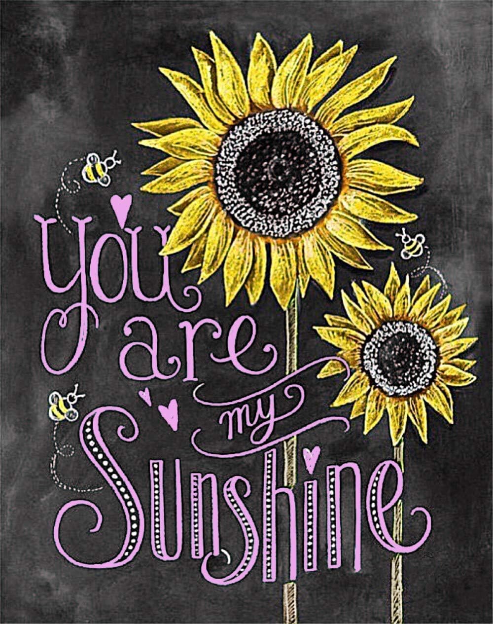pigpigboss You are My Sunshine Diamond Painting Kit 5D Full Diamond Painting by Numbers for Adults Sunflower Diamond Painting Art Gift for Kids (11.8 x 15.7 inches)