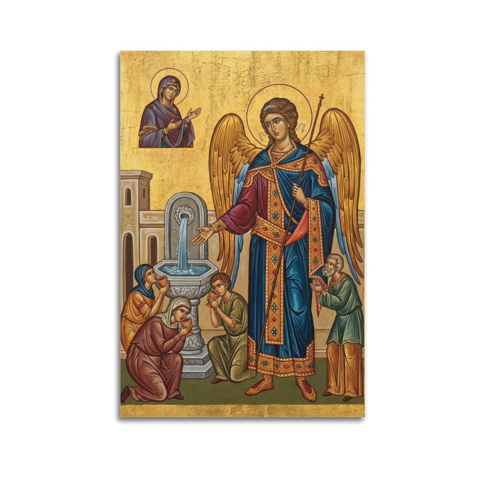 OKNGB Religious Bible Poster Archangel St Michael Healing Spring Decorative Painting Canvas Art Picture 20x30inch(50x75cm)