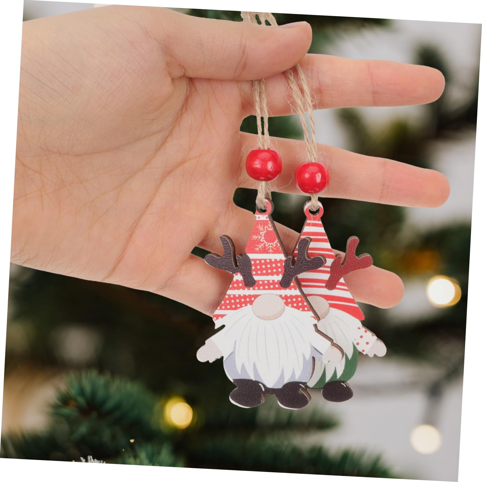 PRETYZOOM 60 Piezas Decoraciones De Navidad Decoración De Fiesta De Navidad Adornos con Temas Navideños Decoración del Árbol De Navidad Adornos para Arboles De Navidad De Madera Rojo
