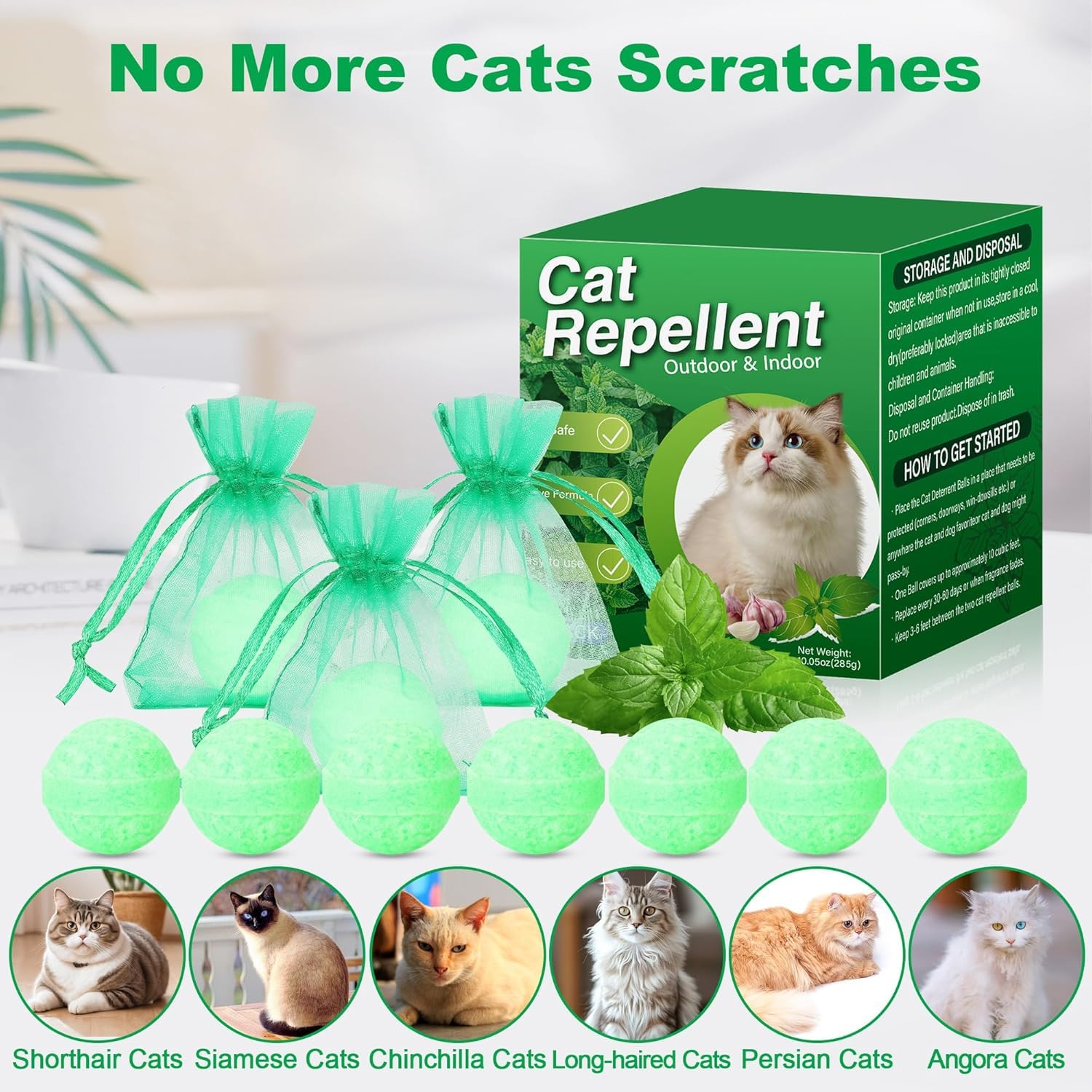TEZORA 10 Pack Cat Repellent Outdoor, Natural Peppermint Oil Cat Deterrent Outdoor Indoor, Anti Cat Scratch for Furniture, Keep Cats Off Yard Garden Lawn Plants 3