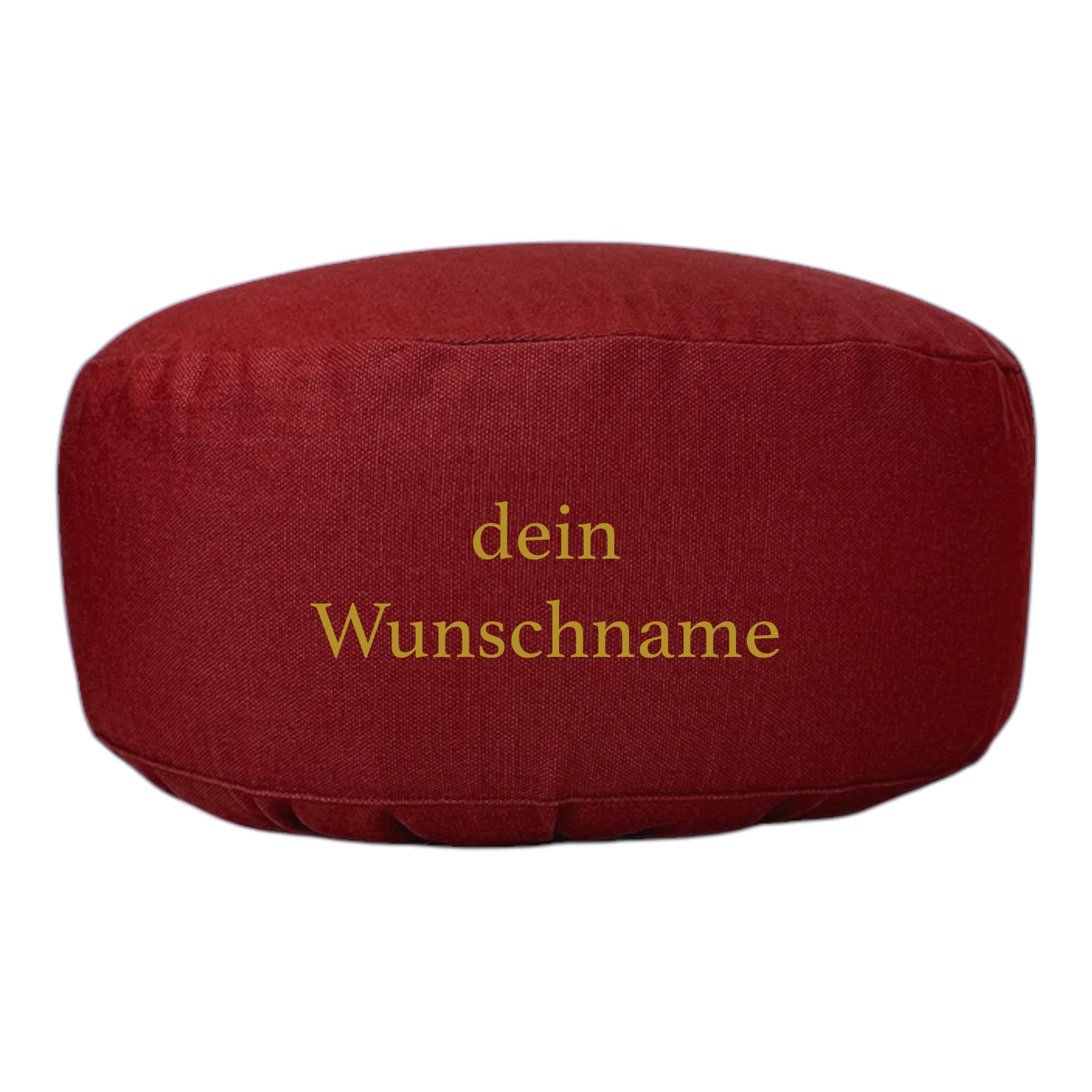 Personalisierbares Meditationskissen - handgemacht & Bestickt mit Wunsch-Mantra - Yogakissen für Achtsamkeit & Entspannung - (buddhistisch rot)