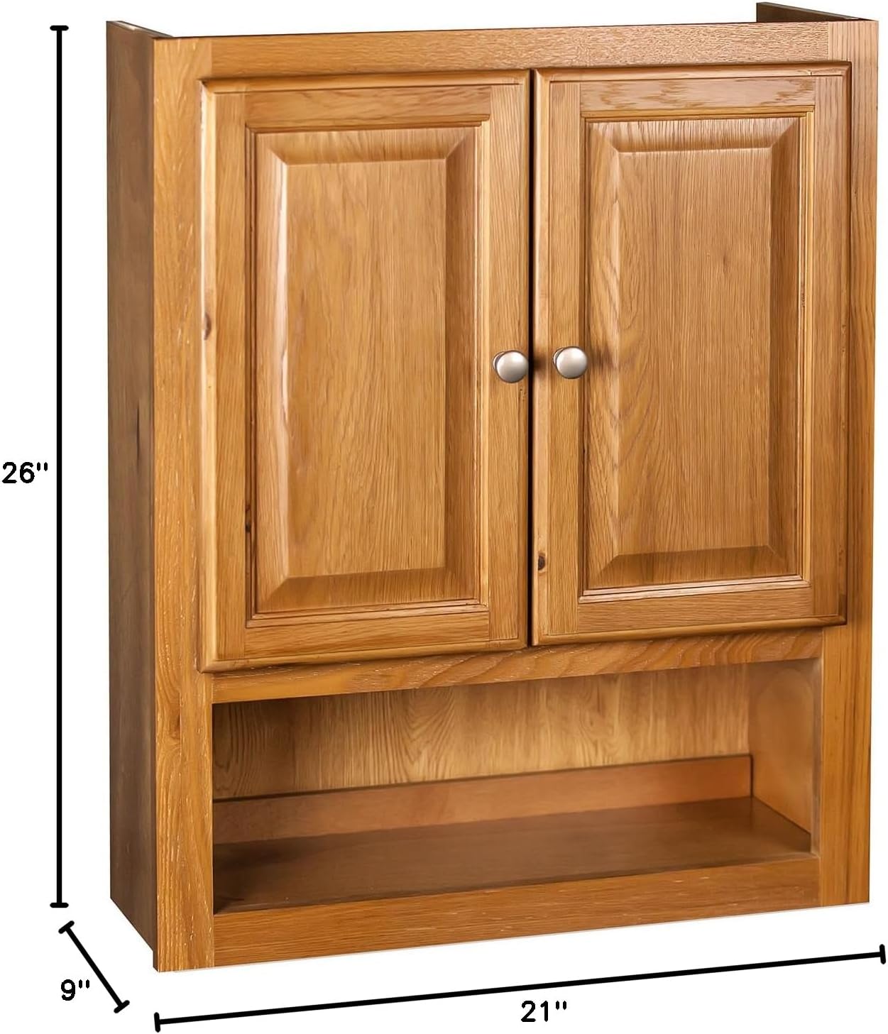 Economy Golden Oak Raised Panel Bathroom Wall Cabinet