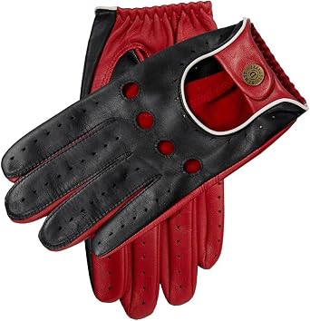 Mens Touchscreen Three-Colour Leather Driving Gloves