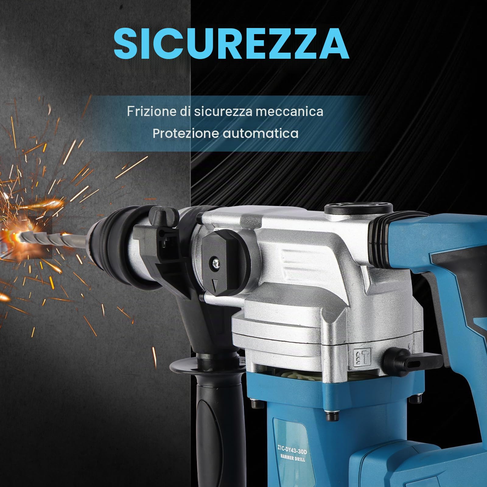 Martello Demolitore Tassellatore 1500W: 1000RPM Trapano a Percussione Professionale con 3 Funzioni, Sistema SDS-Plus, Capacità 32mm nel Calcestruzzo, Set 5 Punte e Valigetta Inclusa