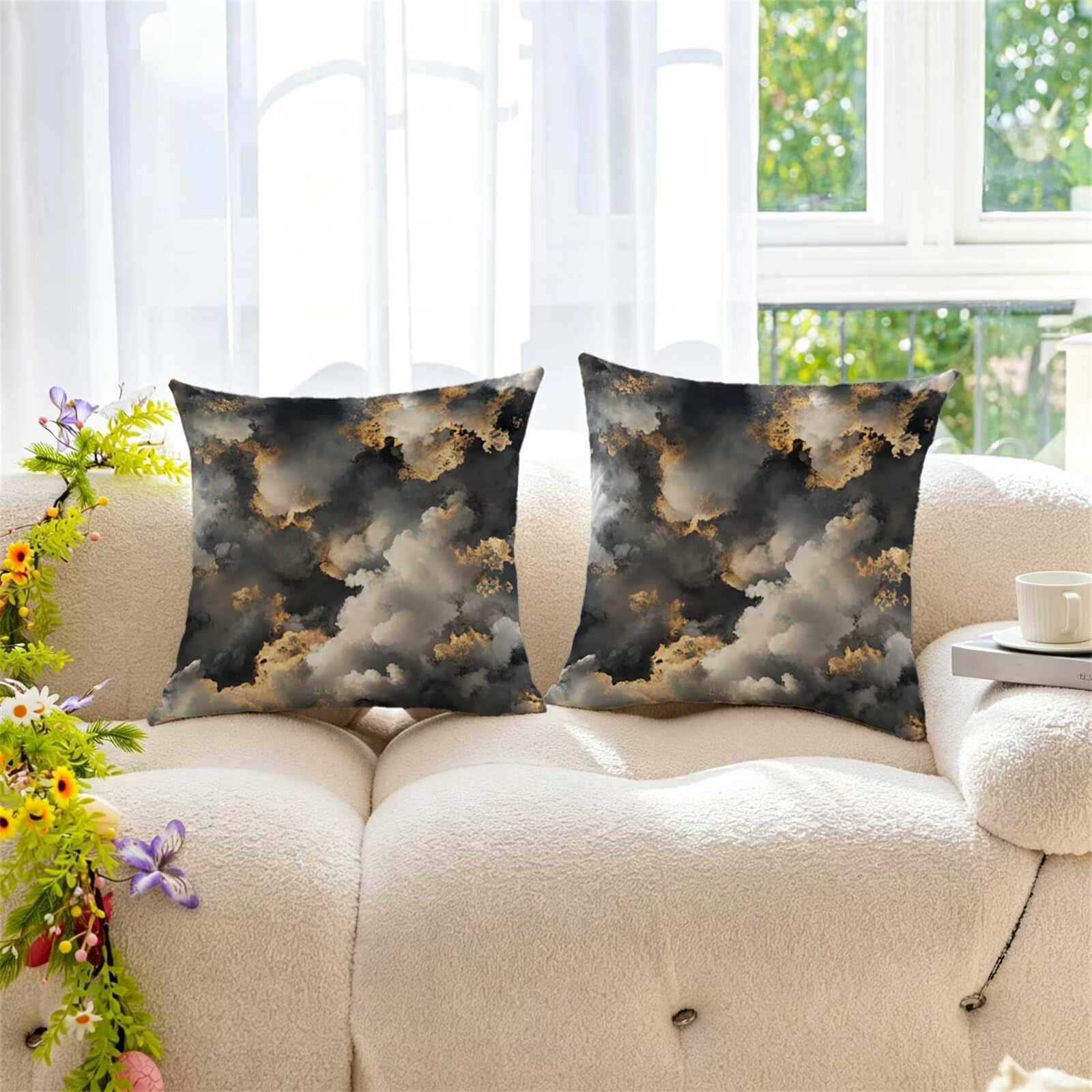 Federe Cuscini Divano 65x65 cm Oro Cuscino Divano Velluto Decorativo Set da 2, con Cerniera Grigio Cuscini da Esterno Impermeabili Federa Cuscino per Divani Camera de Letto Soggiorno Auto dj-698