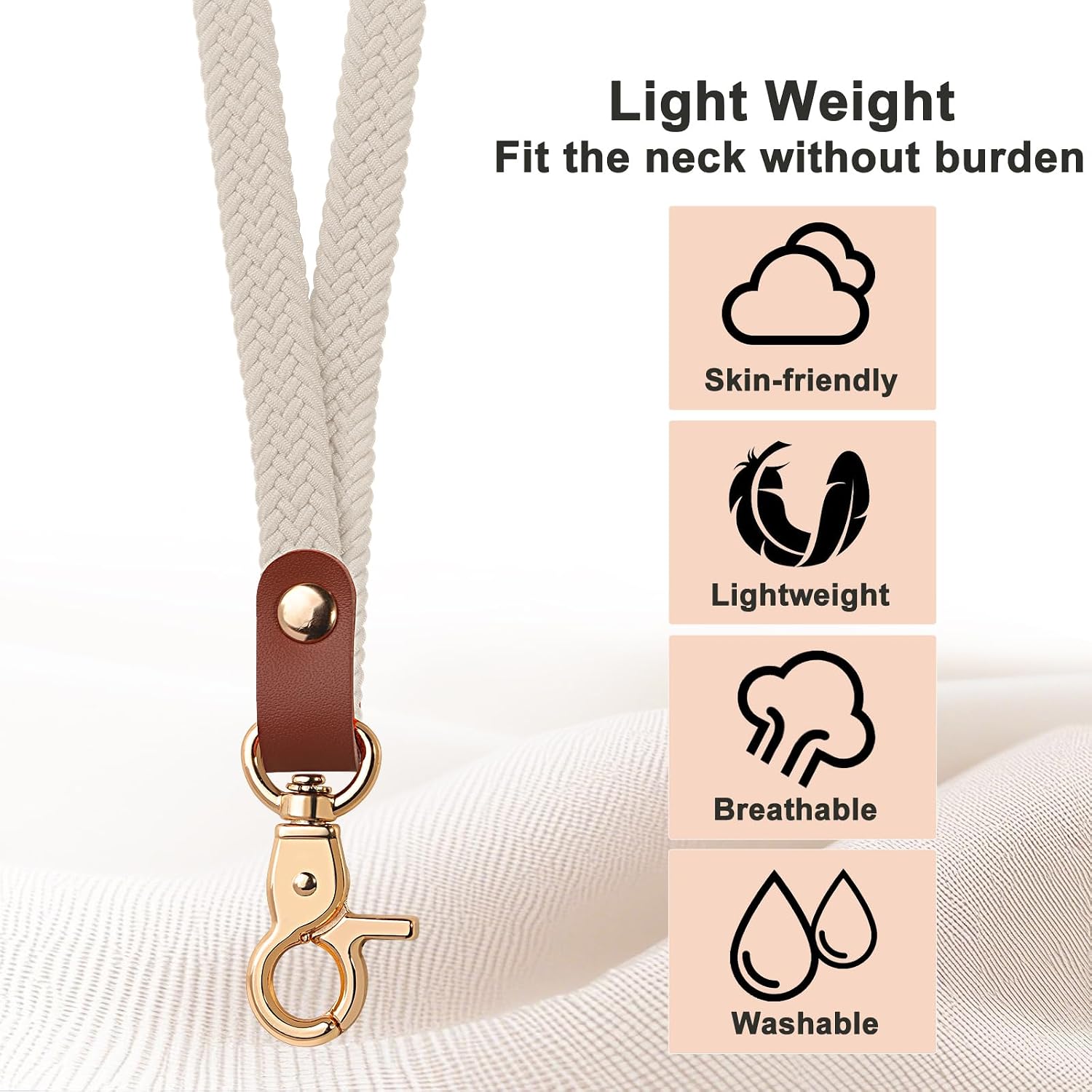 Fishent Stretchy Thin Lanyards for Keys ID Badges, Cute Long Teacher Neck Key Lanyard Keychains for Women Men Wallet Phone(Starlight) image 3