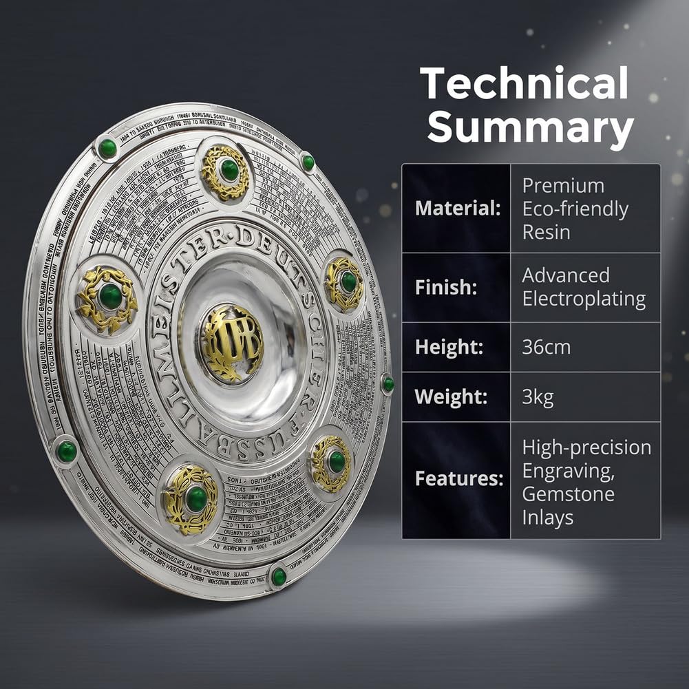 Deutsche Fußball Meisterschaft Trophäe Replika, Liga Champion Pokal, Silberner Metall Tischdekor Sammlerstück für Fans, Verein Bar Vitrine