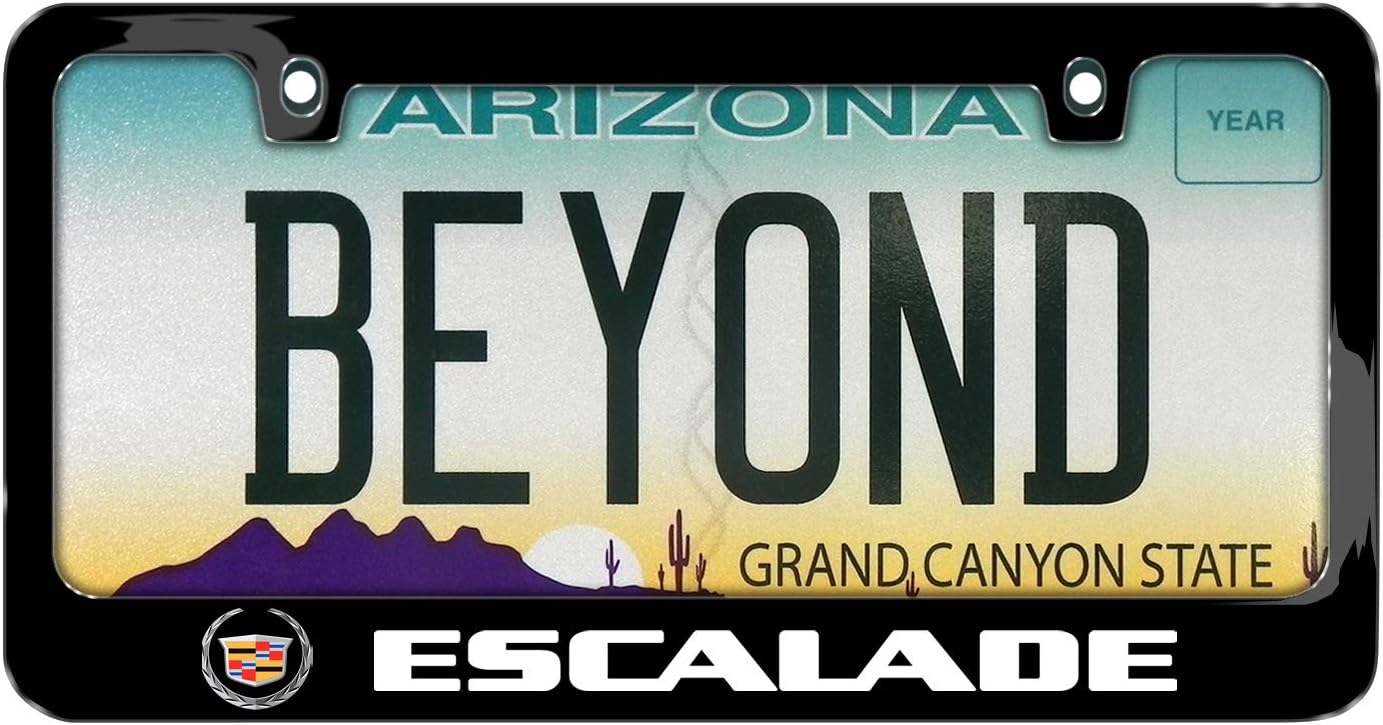 iPick Image Made for Cadillac Escalade Logo in Full-Color Black Metal License Plate Frame