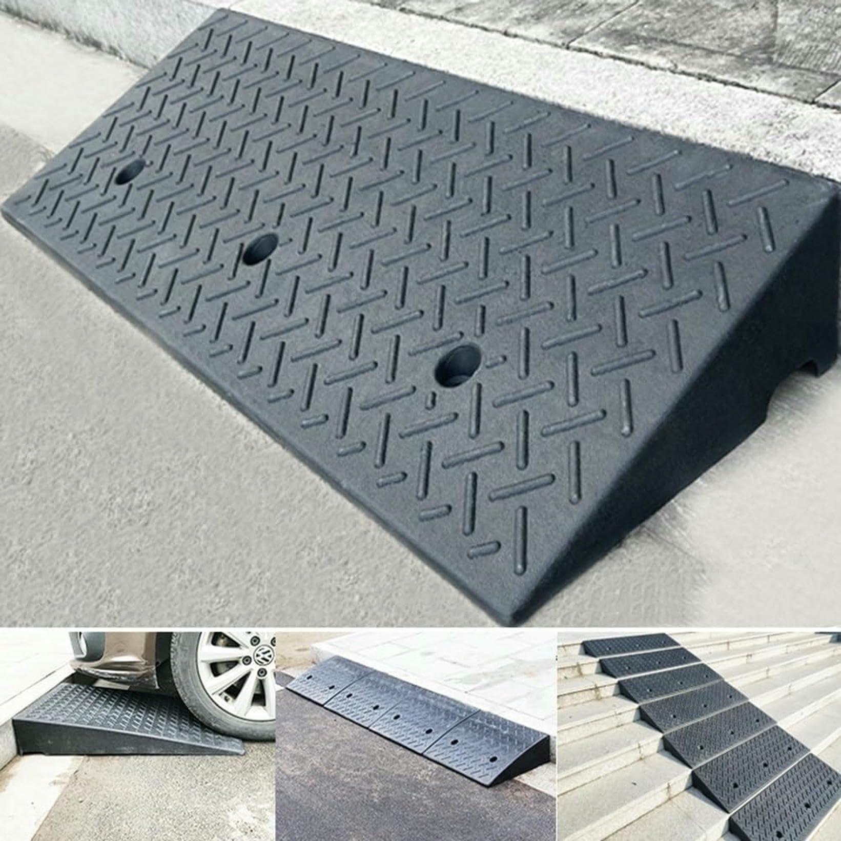 Rampa De Umbral para Silla De Ruedas, Scooter, Rampa Portátil De Goma, Rampas De Carretera Pesadas, Rampas De Carga para Coches, Bicicletas, Motocicletas (6 Cm / 2.3 Pulgadas)
