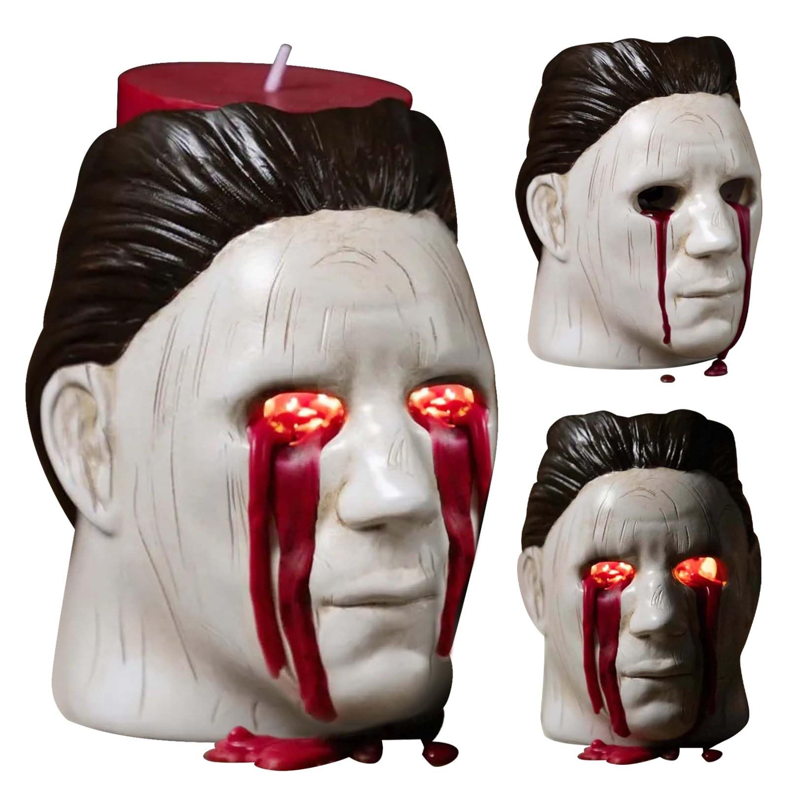 Michael Myers Candle Holder, Mich Myers Statue with Bleeding Eyes Decor Halloween Red Candle Horror Holder Decorations Party Candlestick Merchandise (Michael Myers Candle Holder)
