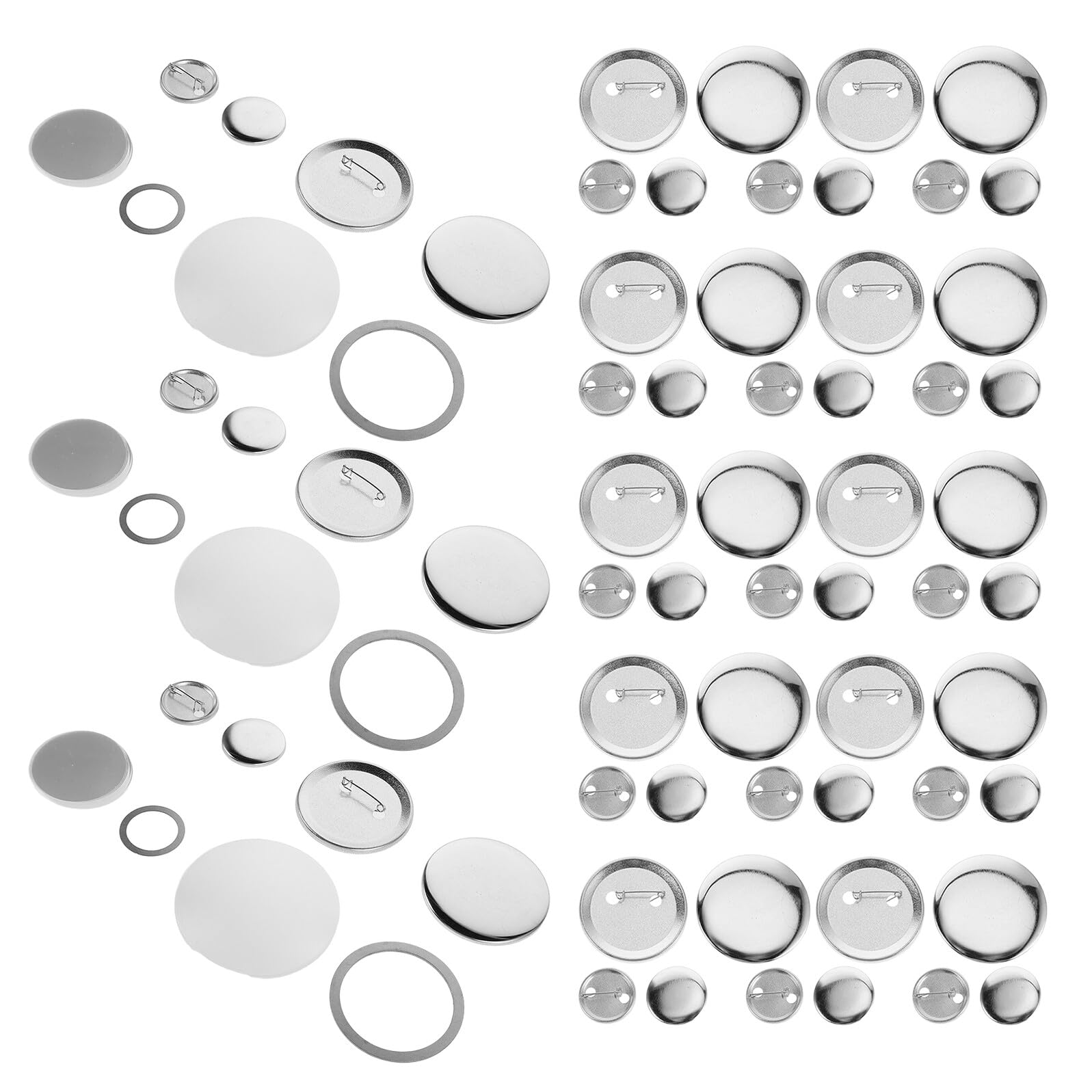 Uonlytech 200sätze Button-rohlinge Runde Metall-anstecknadeln Zubehör für Knopfmaschinen Diy-bastelarbeiten Individuelle Gestaltung Langlebiges Material Vielseitig Einsetzbar Grundlage