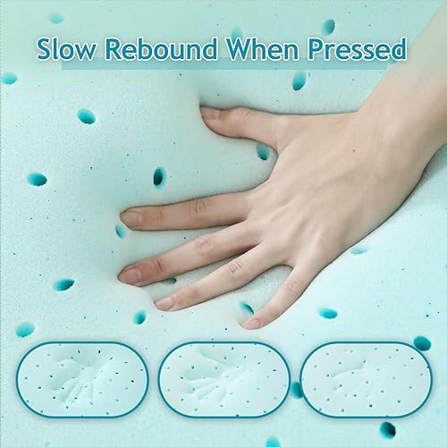 Miniatura 4 de Cubrecolchón de espuma viscoelástica con infusión de gel de 3 pulgadas, tamaño individual XL, para apoyo corporal y alivio de presión con diseño