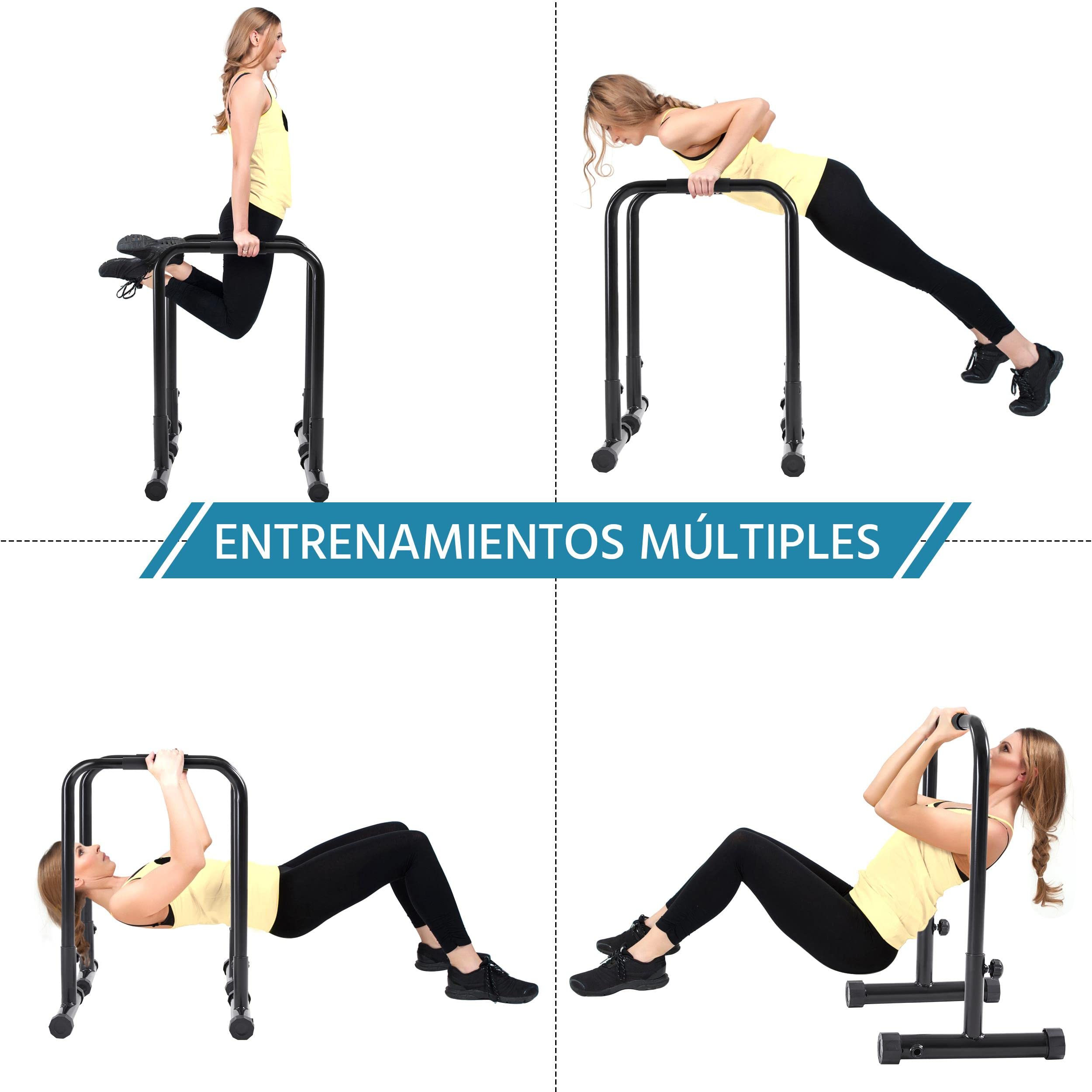 Yaheetech Barras Paralelas Paralelas Calistenia en Casa Max Capacidad de Carga 227 KG Barra Dominadas Suelo Dip Bar Fitness Push Up Bar para Gimnasio Altura y Ancho Ajustables 79-90cm