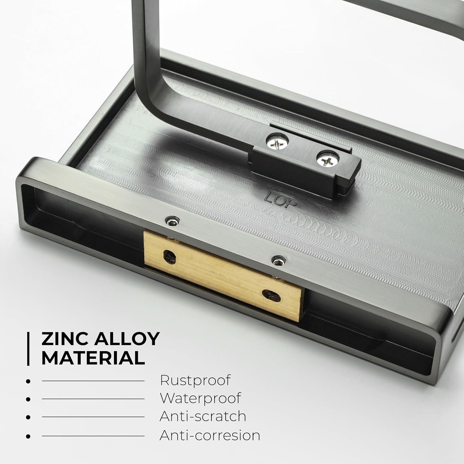 Toilet Paper Holder Wall Mount with Shelf, Bathroom Tissue Holder with Phone Storage, Rustproof Metal Roll Dispenser (Grey-Zinc AAlloy)