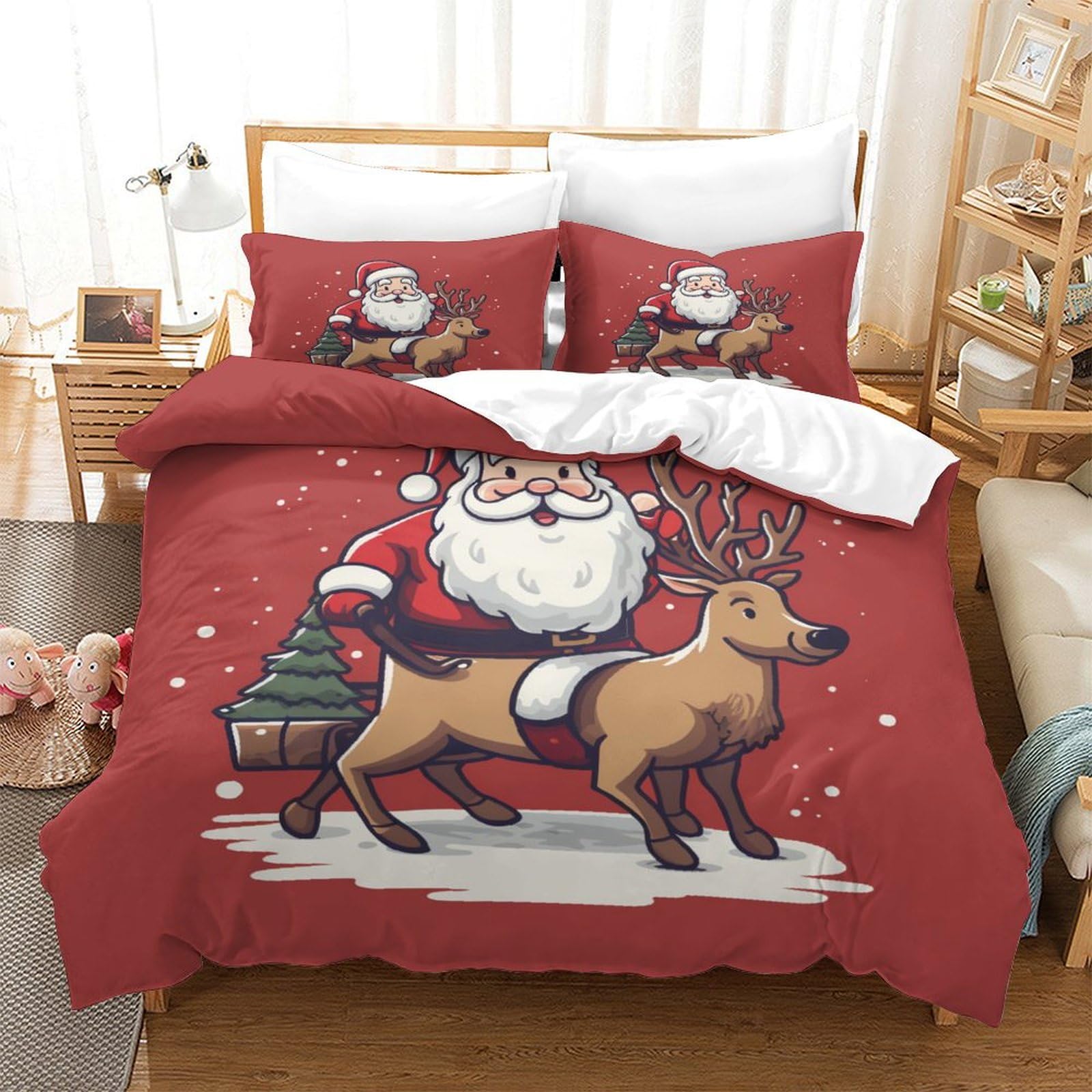 Housse de couette de Noël douce et lisse avec taies d'oreiller ado