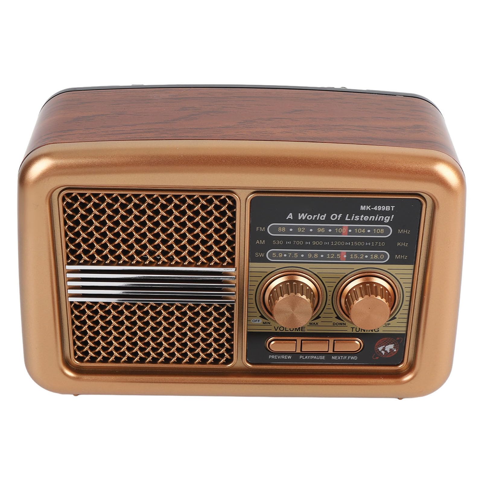 Portable AM FM SW Radio with Speaker, Vintage Decor, Retro Music Playback, Long Retractable Antenna, USB Music Playing, Compact Design (US Plug)