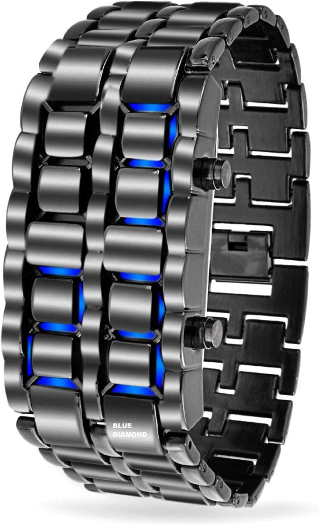 DigitalUnisex Blue Diamond LED Blue Light Chain Watch
