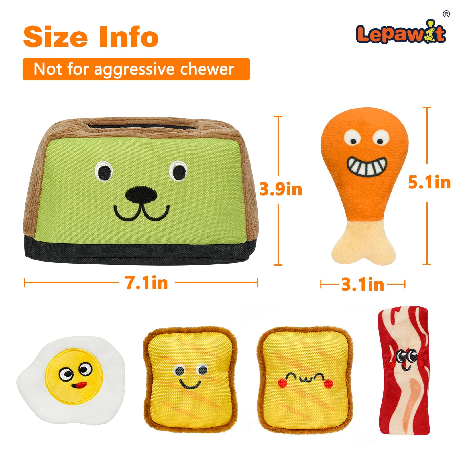 Juguetes para perros escondidos, juguetes interactivos chirriantes para el aburrimiento y la estimulación, juguetes de enriquecimiento para perros pequeños y medianos - Tostadora