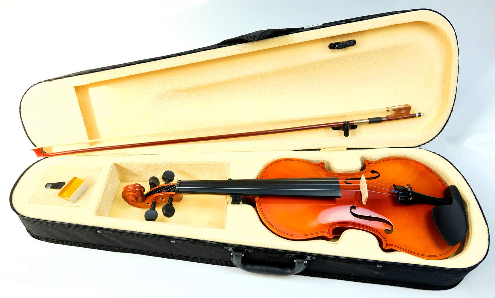 Mike Music 4/4 Full Size Violin with Hard Case, Bow, Rosin (4/4 Violin natural)