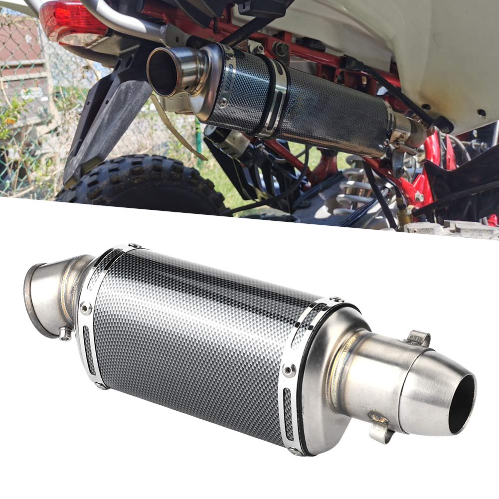 Akozon motocykl rura wydechowa, 51mm 2 cale krótka uniwersalna rura wydechowa ze stali nierdzewnej zmodyfikowany styl z włókna węglowego motocykl skuter motocykl miejski tłumik