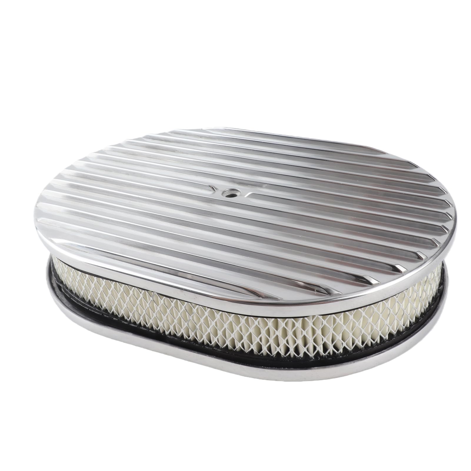 Filtros de Aire para Motor de Aire de Coche, Montaje de Filtro de Aire Lavable y Reutilizable de 12 Pulgadas, Repuesto de Estilo Ovalado de Aleación de Aluminio para Hot Rod