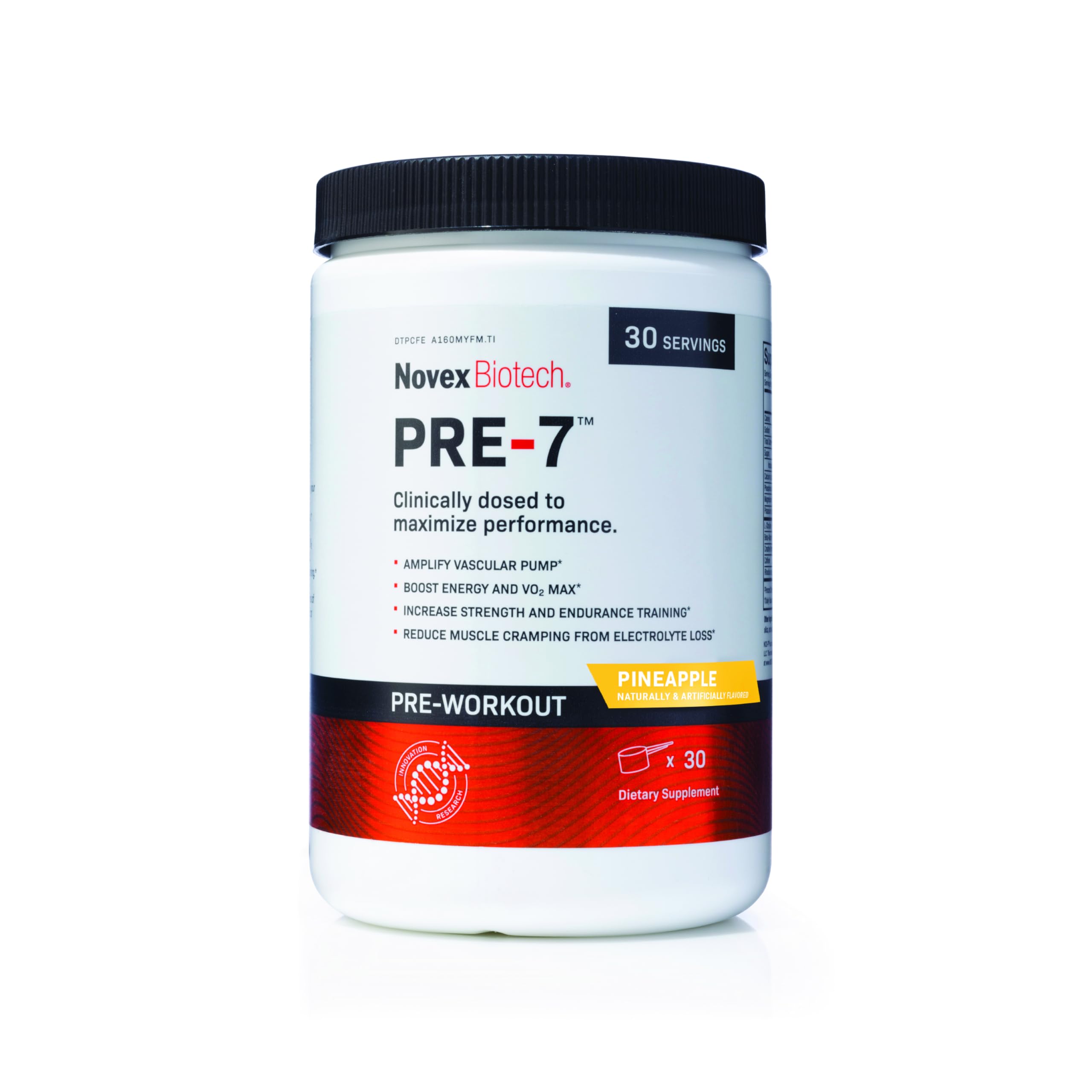 Novex Biotech PRE-7 Pre-Workout Pineapple Flavor – Super Preworkout Supplement – 300 MG Caffeine – Replenish Electrolytes – Amplify Vascular Pump* - 30 Servings