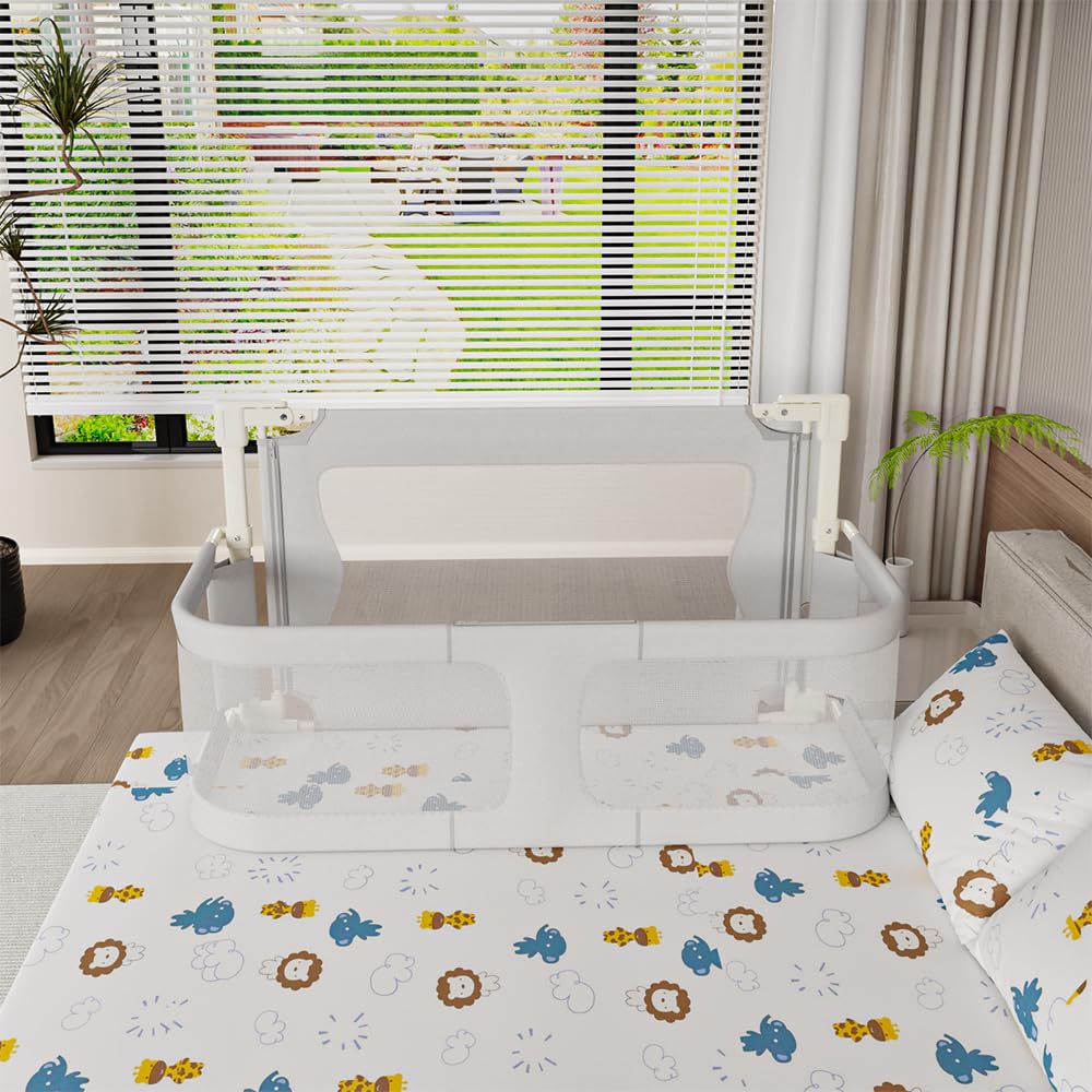 OHMG Barrera de cama, barrera de seguridad infantil, portátil, protección de seguridad plegable, barra de cama anticaída, extraíble, protector de cuerpo, cama Cododo ajustable en altura, con