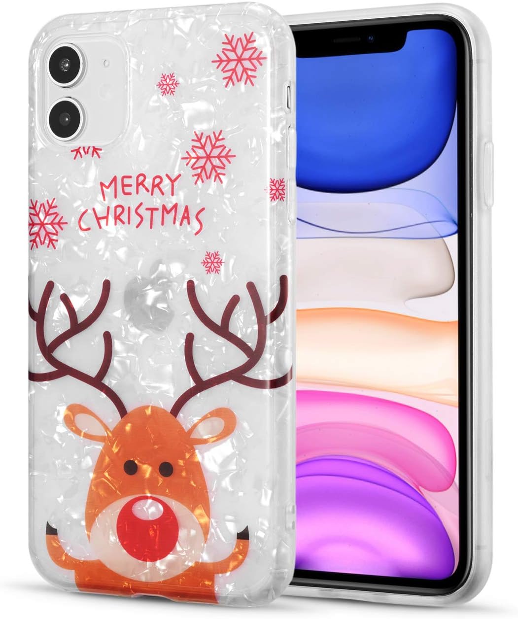 DEFBSC Case for iPhone SE 5G(2022) / iPhone SE 2020 / iPhone 7 / iPhone 8, Lovely Cartoon Christmas Animal Pattern Back Phone Cover,Soft TPU Bumper Protective Christmas Case with Cute Deer