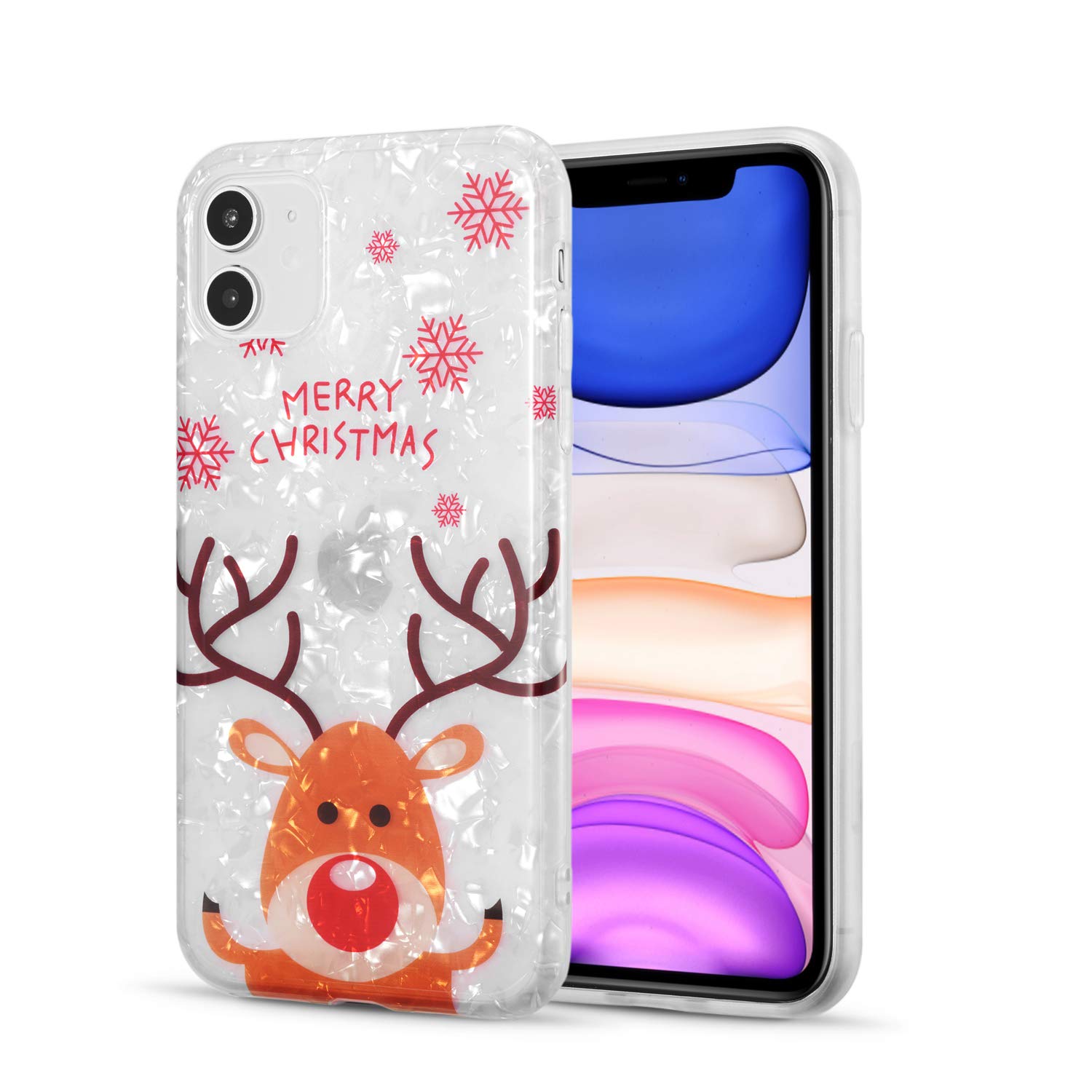 DEFBSC Case for iPhone SE 5G(2022) / iPhone SE 2020 / iPhone 7 / iPhone 8, Lovely Cartoon Christmas Animal Pattern Back Phone Cover,Soft TPU Bumper Protective Christmas Case with Cute Deer