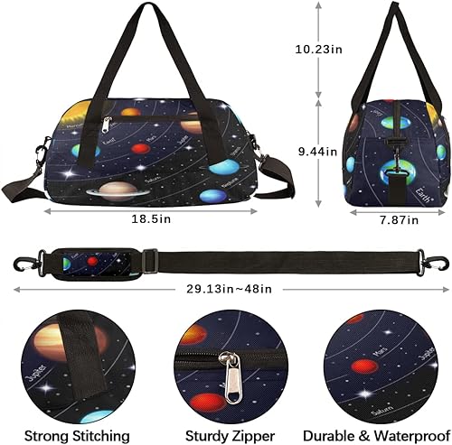 Miniatura 4 de Universe Galaxy Solar System - Bolsa de lona para niños y niñas, bolsa de baile, espacio exterior, planetas, deportes, gimnasio, bolsas de viaje
