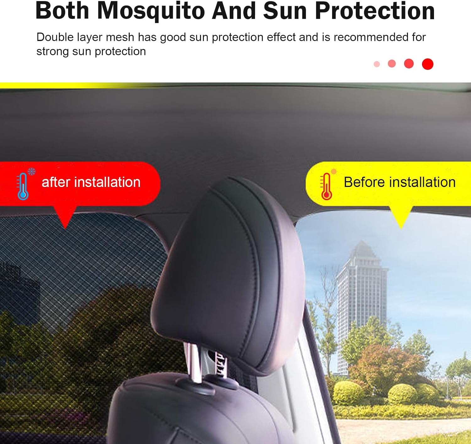 4 PCS Car Window Shades, Mesh Car Window Sun Blocker, Heat Insulation Auto Privacy Sunshade Covers, Universal Automotive Accessories (Black) image 2