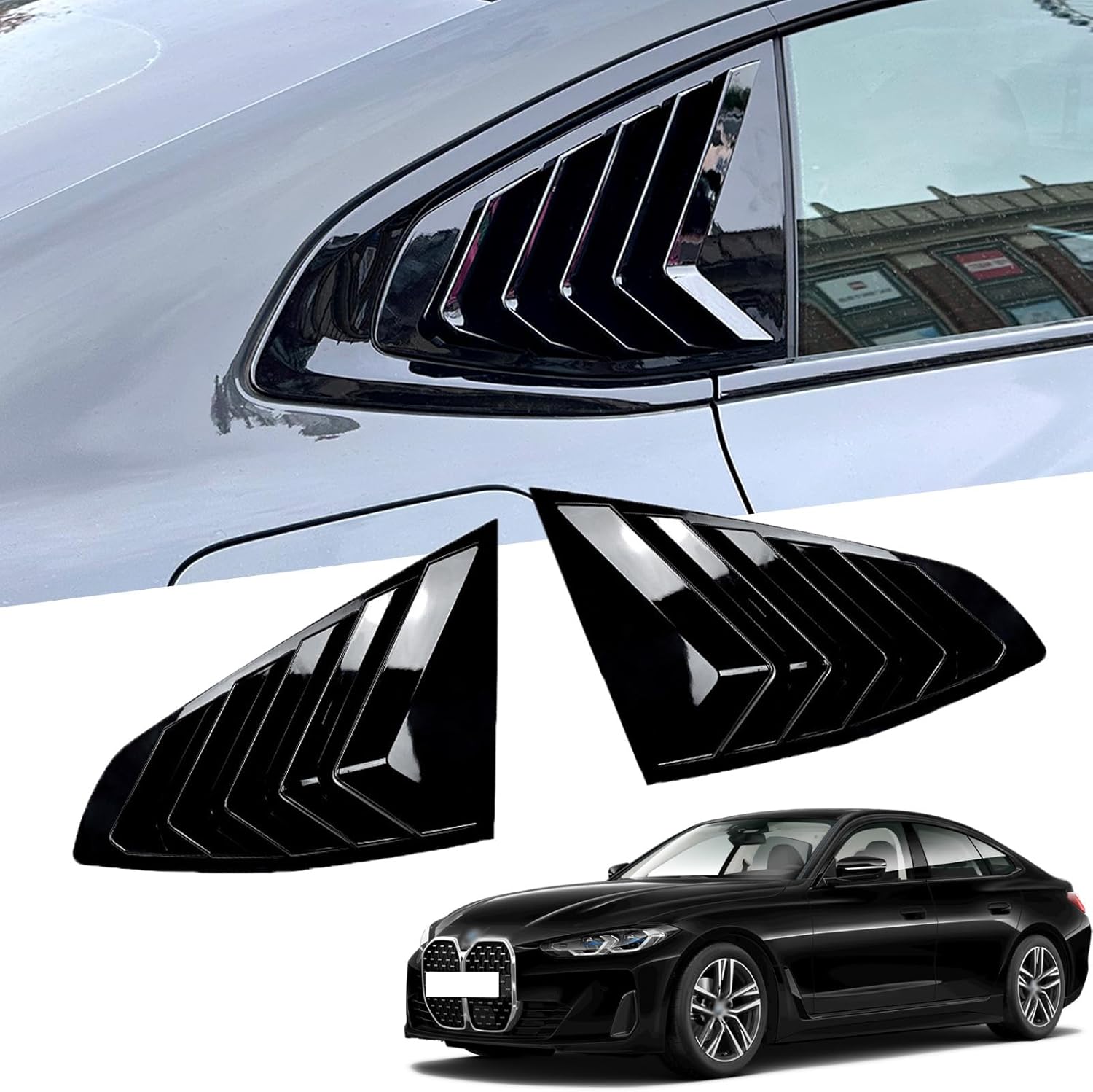Rear Side Window Louvers for BMW 4 Series Gran Coupe (2021-2024) Sun Rain Shade Vent Sport Style Exterior Decoration Accessories (Not Fit 2 Door/Convertible Models)
