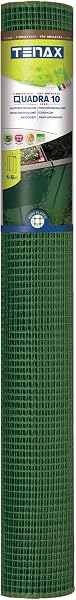 TENAX Filet en Plastique Quadra 10 Vert 1,00x5 m, Filet de Protection Multi-Usages pour Balcons, Terrasses, Portails et Clôtures - 2