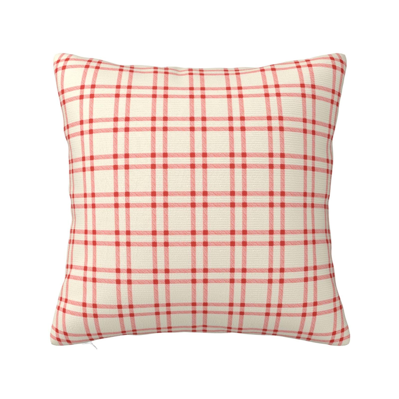 White Red Plaid Pillowcase 24"x24"