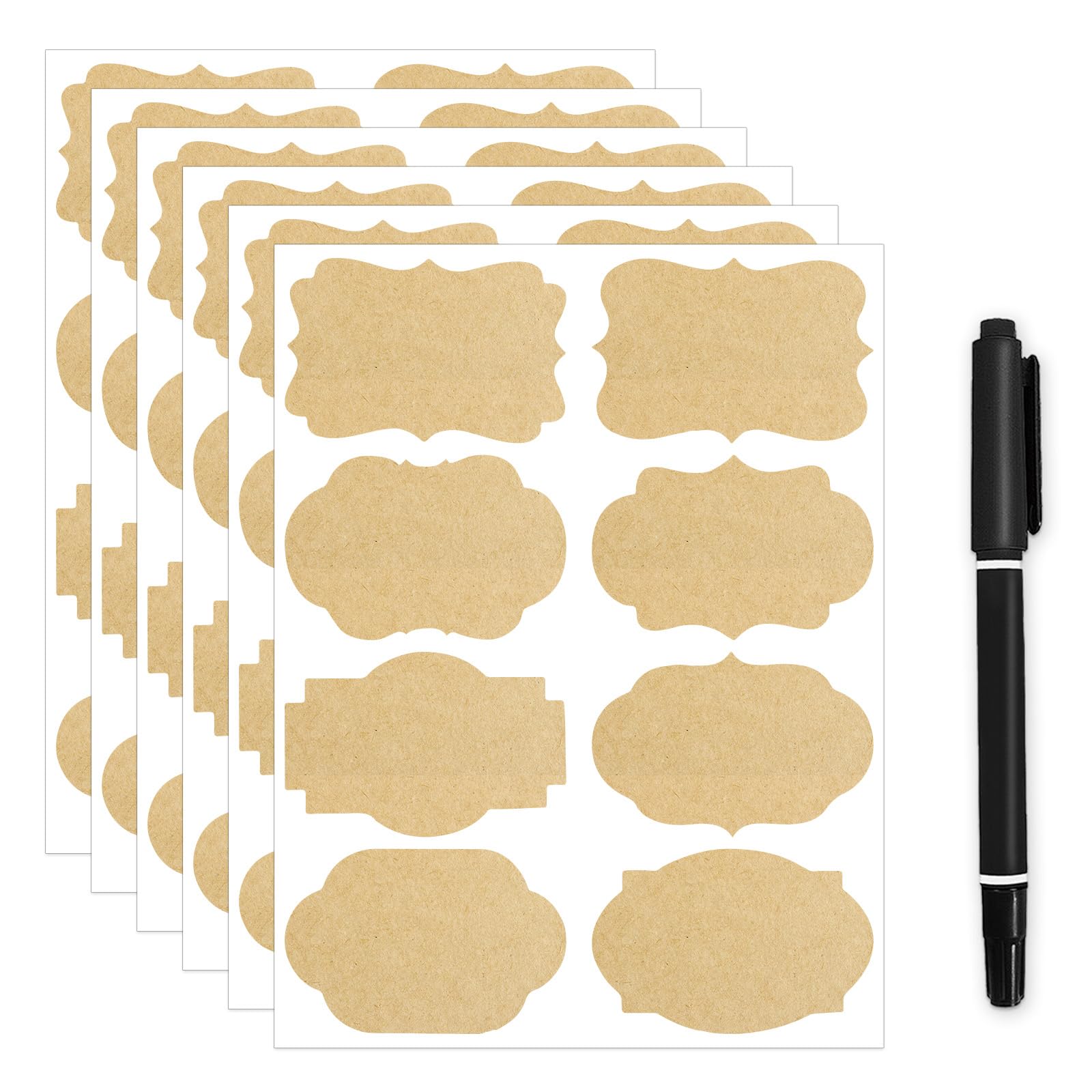 Geschenkanhänger, selbstklebend, braun, 5,1 x 7,6 cm, für ätherische Öle, Flaschen, Gläser, Lebensmittelaufbewahrung oder Geschenkdekoration, Kraftpapier, 240 Stück
