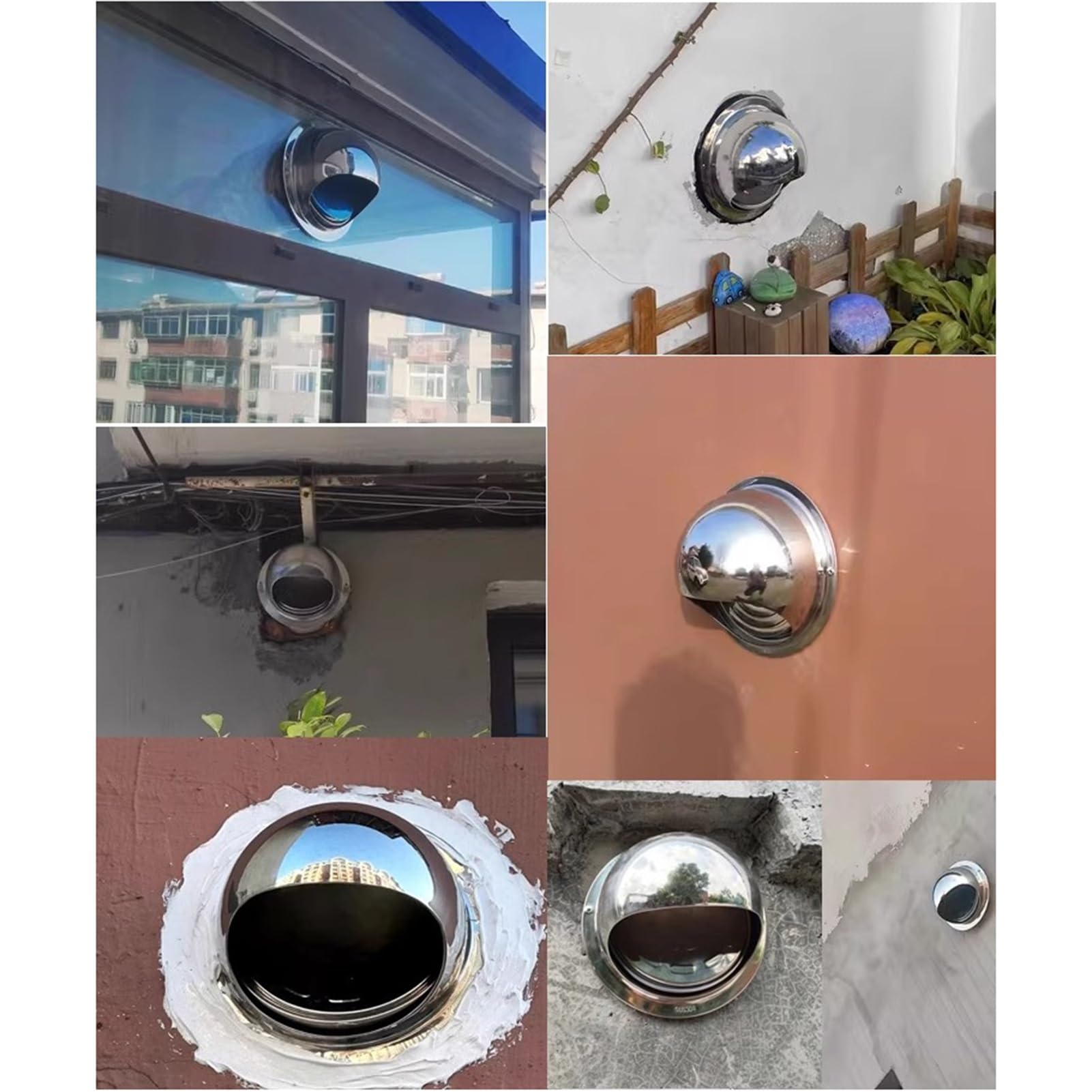 2 x Grille D'Aération Hotte en Acier Inoxydable avec Plaque de Protection en Maille Gants, Grille de Ventilation pour Pot D'échappement de Mur Extérieur(190mm/7.5inch)